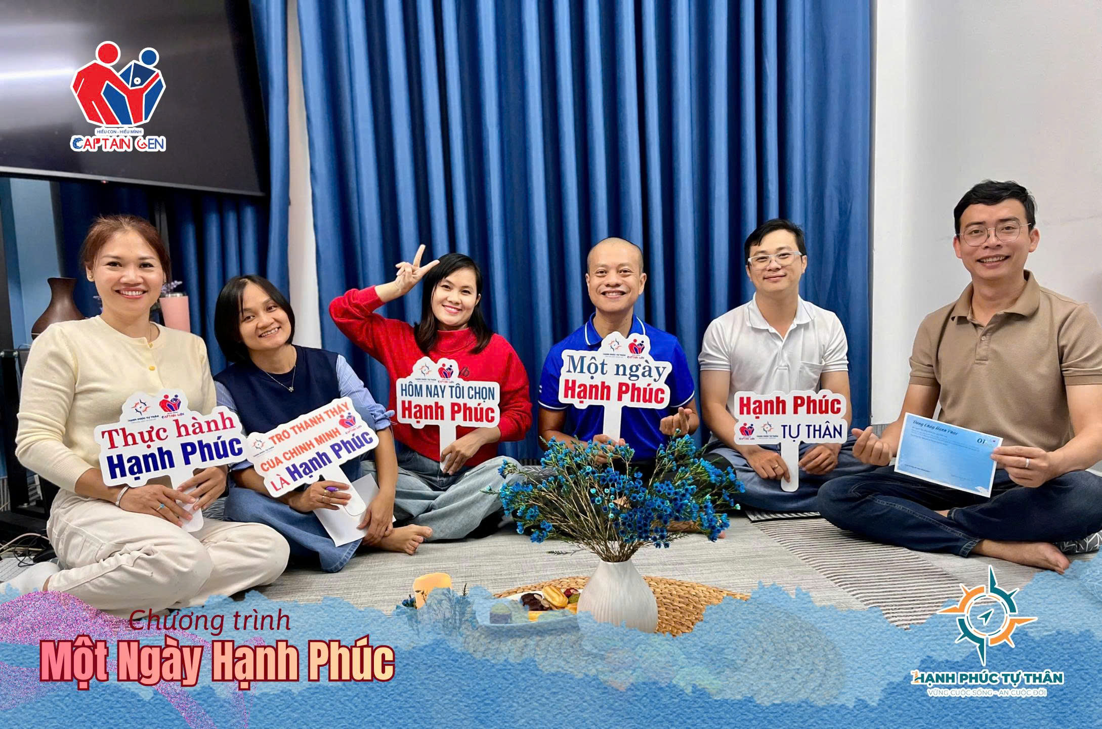 Chương trình Một Ngày Hạnh Phúc, nhóm học viên cùng Mr. Sĩ và Mr. Kiệt Nguyễn